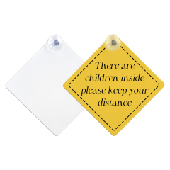 Sublimation Blank Car Window Sign  - Customizable Heat Transfer Aluminum Car Interior Reminder Sign - Includes Suction Cup for Easy Mounting