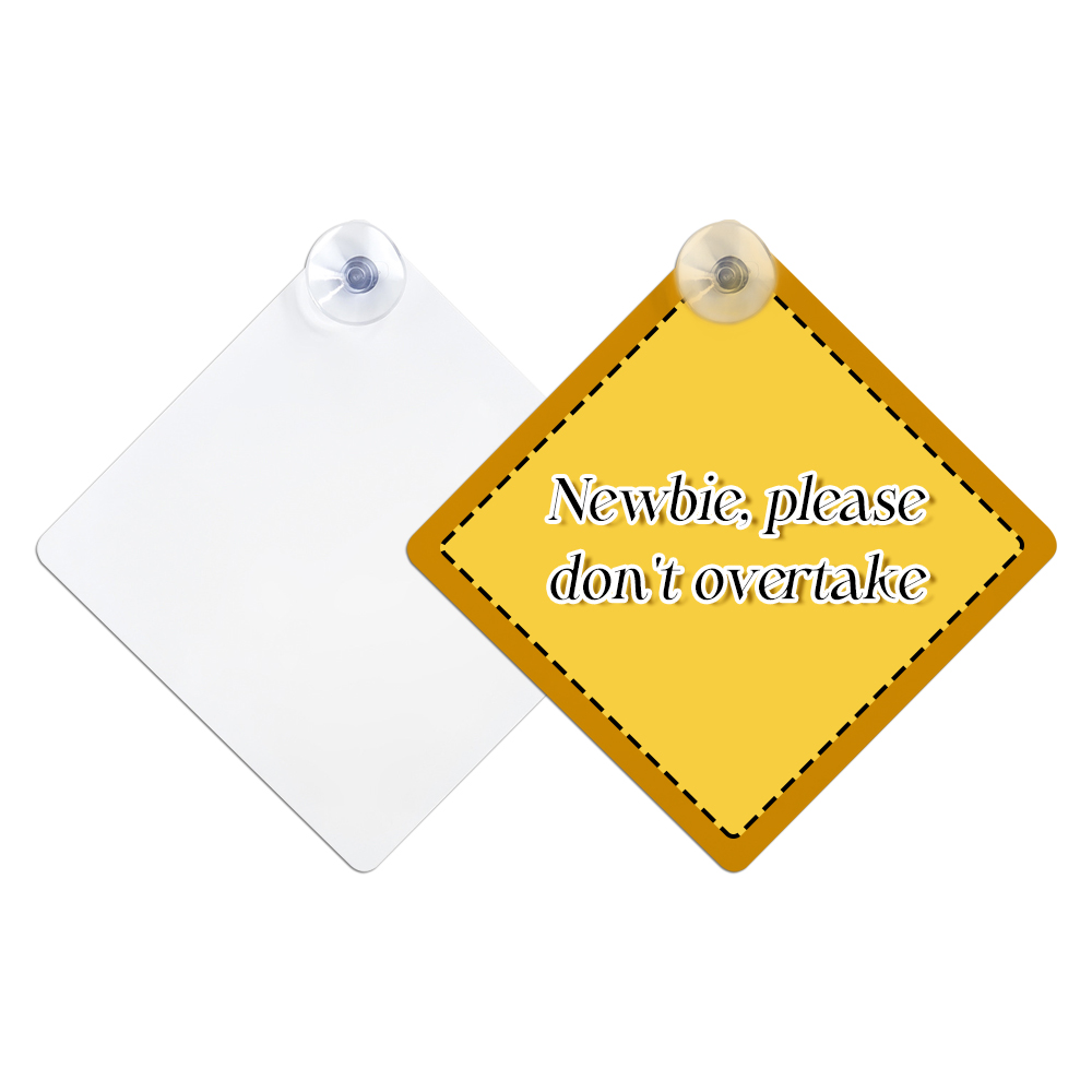 Sublimation Blank Car Window Sign  - Customizable Heat Transfer Aluminum Car Interior Reminder Sign - Includes Suction Cup for Easy Mounting