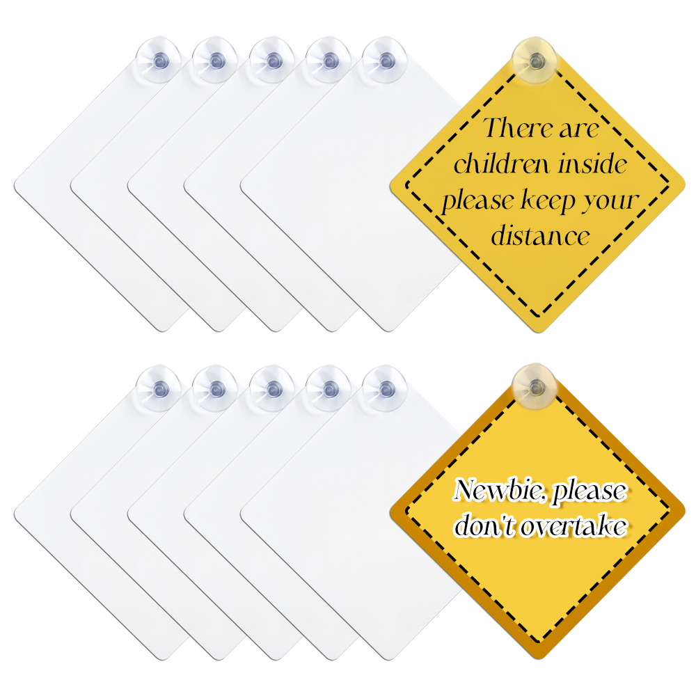 Sublimation Blank Car Window Sign  - Customizable Heat Transfer Aluminum Car Interior Reminder Sign - Includes Suction Cup for Easy Mounting