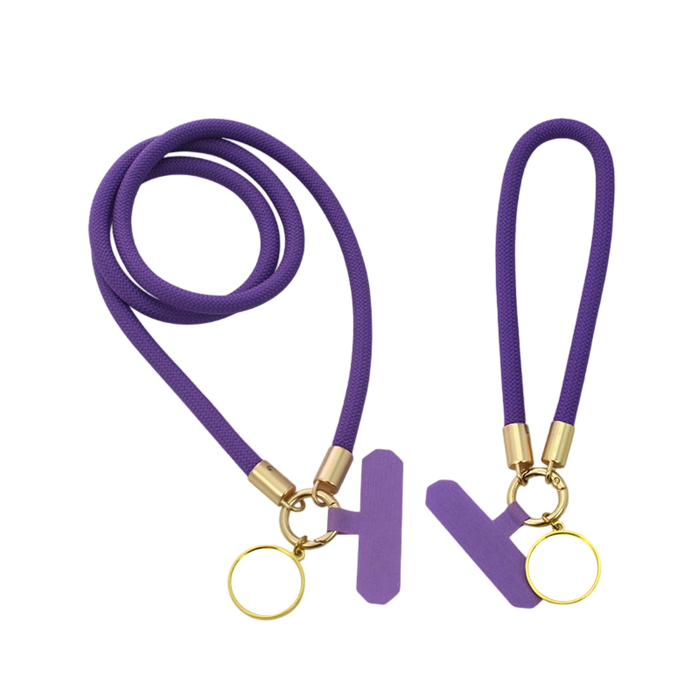 Purple Decorated Phone Lanyard with Heat-Transferable Round Ornament - Long Neck & Short Wrist Styles Phone Strap Phone Hanging Rope