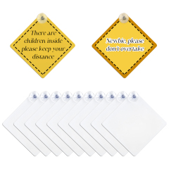 Sublimation Blank Car Window Sign  - Customizable Heat Transfer Aluminum Car Interior Reminder Sign - Includes Suction Cup for Easy Mounting