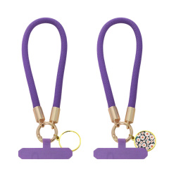 Purple Decorated Phone Lanyard with Heat-Transferable Round Ornament - Long Neck & Short Wrist Styles Phone Strap Phone Hanging Rope