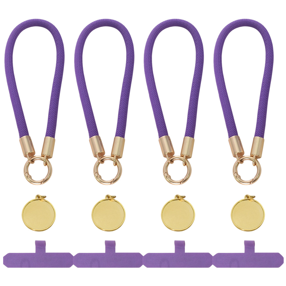 Purple Decorated Phone Lanyard with Heat-Transferable Round Ornament - Long Neck & Short Wrist Styles Phone Strap Phone Hanging Rope