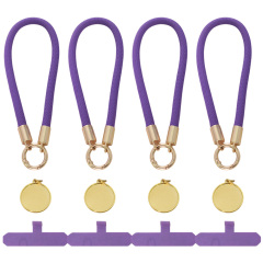 Purple Decorated Phone Lanyard with Heat-Transferable Round Ornament - Long Neck & Short Wrist Styles Phone Strap Phone Hanging Rope