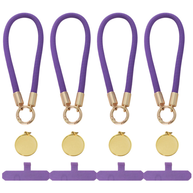 Purple Decorated Phone Lanyard with Heat-Transferable Round Ornament - Long Neck & Short Wrist Styles Phone Strap Phone Hanging Rope
