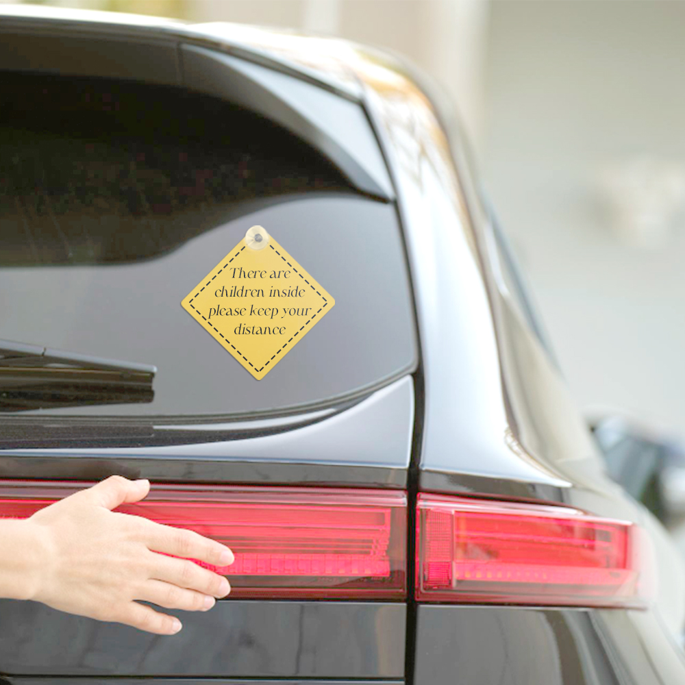 Sublimation Blank Car Window Sign  - Customizable Heat Transfer Aluminum Car Interior Reminder Sign - Includes Suction Cup for Easy Mounting