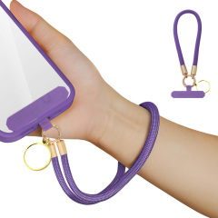 Purple Decorated Phone Lanyard with Heat-Transferable Round Ornament - Long Neck & Short Wrist Styles Phone Strap Phone Hanging Rope