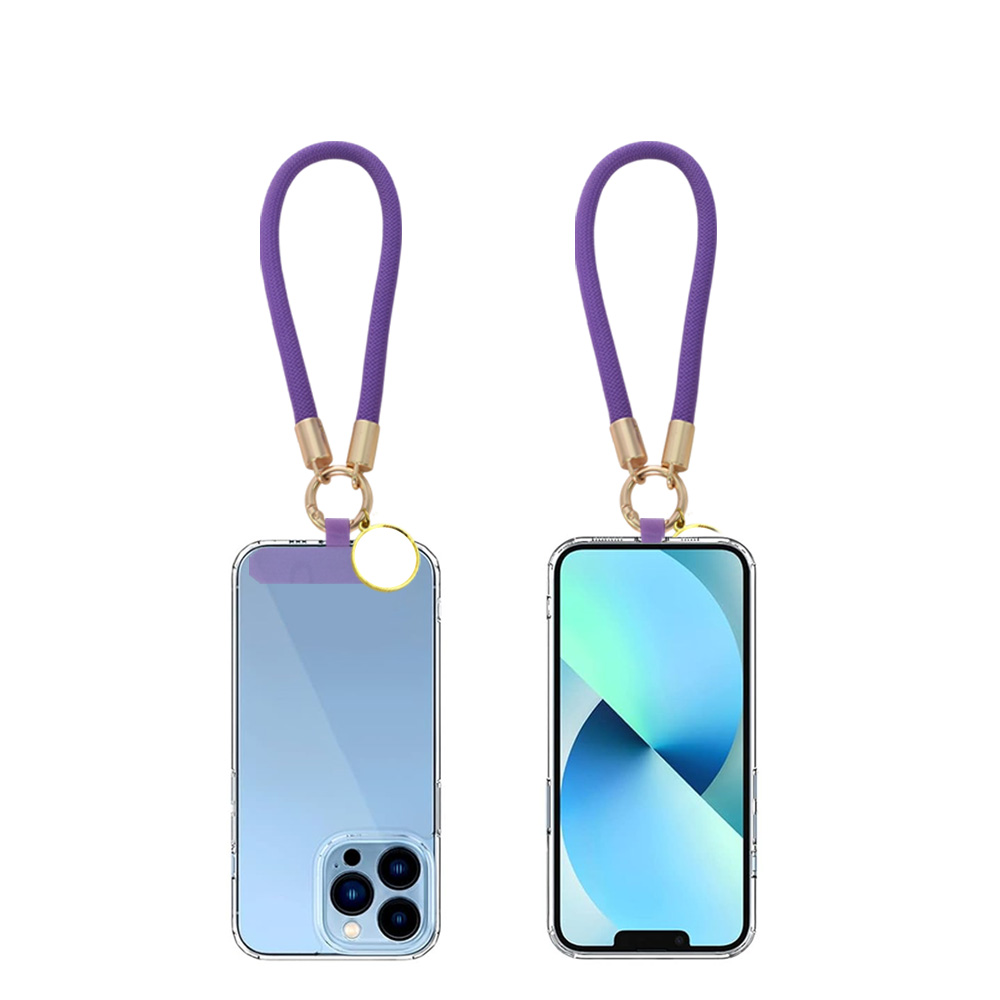 Purple Decorated Phone Lanyard with Heat-Transferable Round Ornament - Long Neck & Short Wrist Styles Phone Strap Phone Hanging Rope