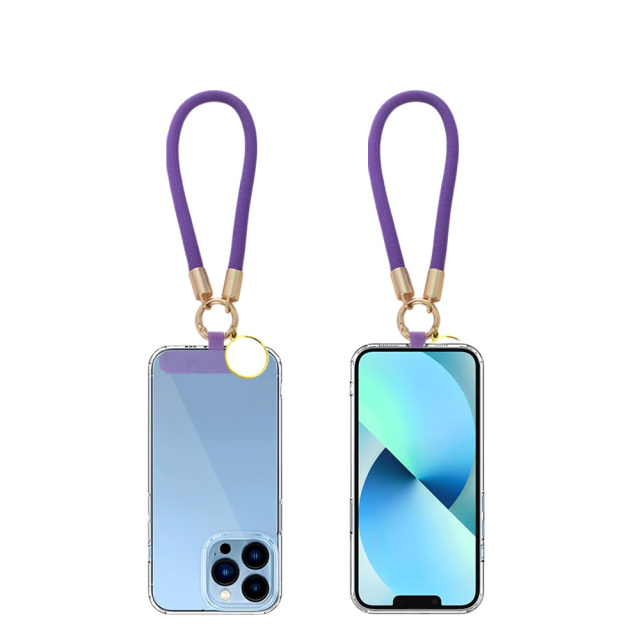 Purple Decorated Phone Lanyard with Heat-Transferable Round Ornament - Long Neck & Short Wrist Styles Phone Strap Phone Hanging Rope