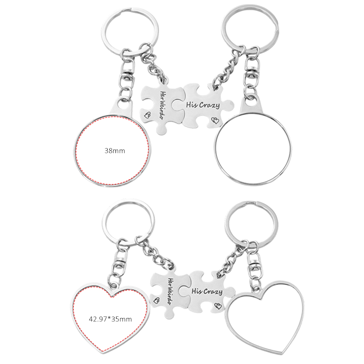 Sublimation Blank Metal Couples Keychain DIY Custom Design Printable Keyring