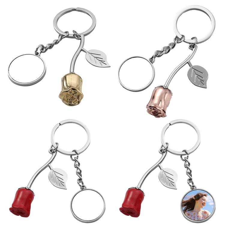 Sublimation Blank Metal Couples Keychain DIY Custom Design Printable Keyring