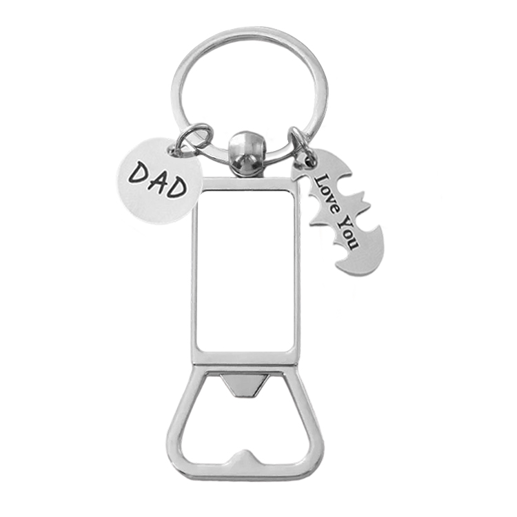 Sublimation Blank Beer Bottle Keychain Zinc Alloy Heat Transfer Keyring Father's Day Gift Idea