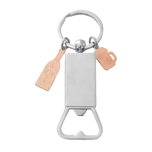 Sublimation Blank Beer Bottle Keychain Zinc Alloy Heat Transfer Keyring Father's Day Gift Idea