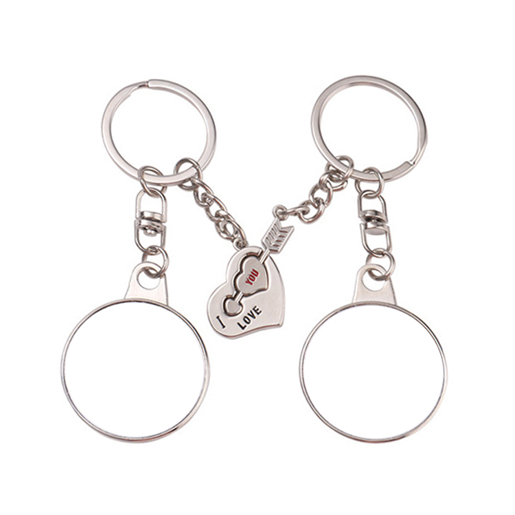 Sublimation Blank Metal Couples Keychain DIY Custom Design Printable Keyring