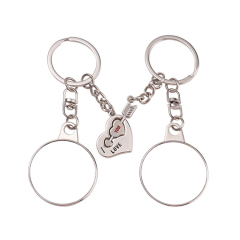 Sublimation Blank Metal Couples Keychain DIY Custom Design Printable Keyring