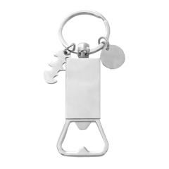 Sublimation Blank Beer Bottle Keychain Zinc Alloy Heat Transfer Keyring Father's Day Gift Idea