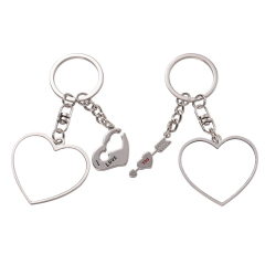 Sublimation Blank Metal Couples Keychain DIY Custom Design Printable Keyring