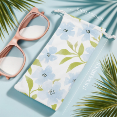 Portable Sublimation Blank Eyeglass Bag - Microfiber, Drawstring Closure - Ideal for Promotions, Ads & Creative Gifts