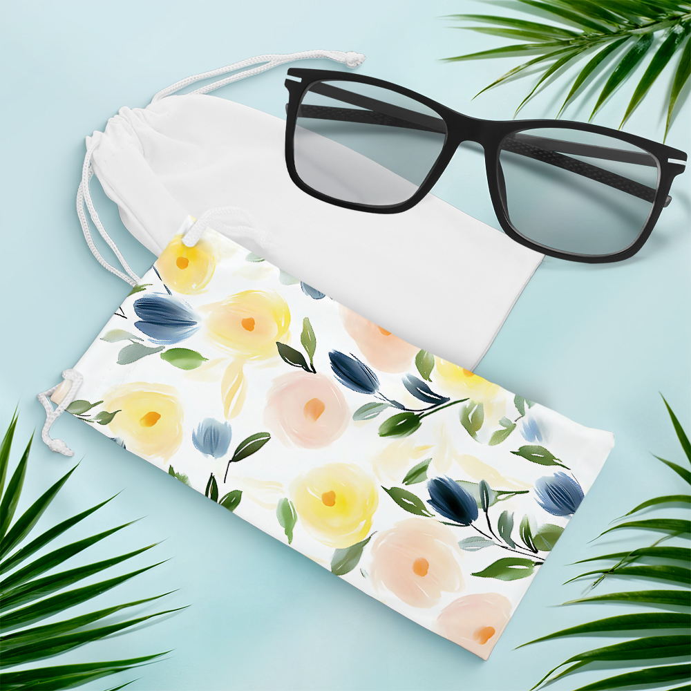 Portable Sublimation Blank Eyeglass Bag - Microfiber, Drawstring Closure - Ideal for Promotions, Ads & Creative Gifts