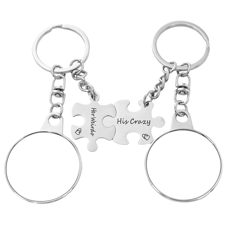 Sublimation Blank Metal Couples Keychain DIY Custom Design Printable Keyring
