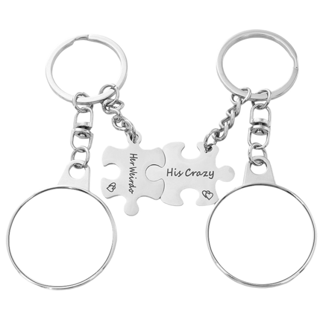 Sublimation Blank Metal Couples Keychain DIY Custom Design Printable Keyring