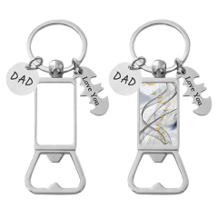Sublimation Blank Beer Bottle Keychain Zinc Alloy Heat Transfer Keyring Father's Day Gift Idea