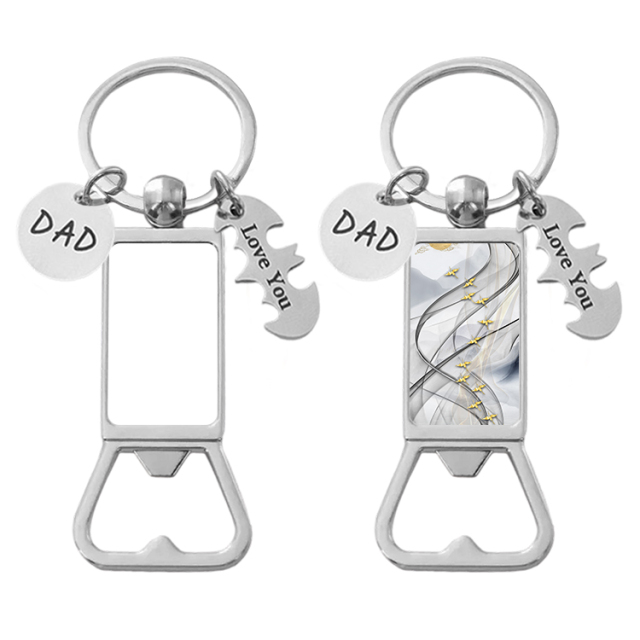 Sublimation Blank Beer Bottle Keychain Zinc Alloy Heat Transfer Keyring Father's Day Gift Idea