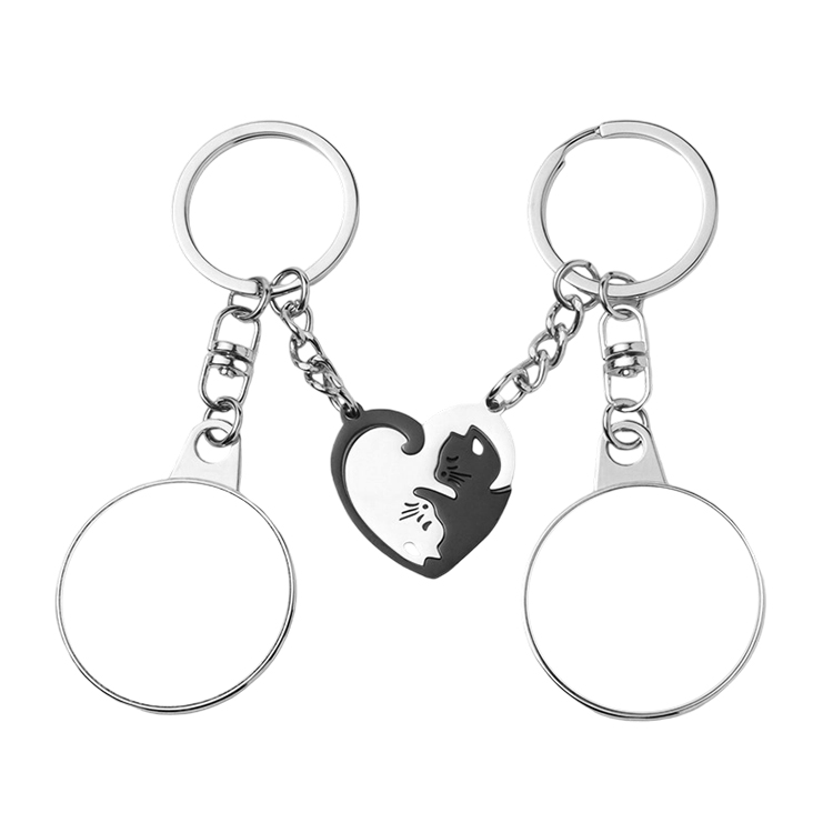 Sublimation Blank Metal Couples Keychain DIY Custom Design Printable Keyring
