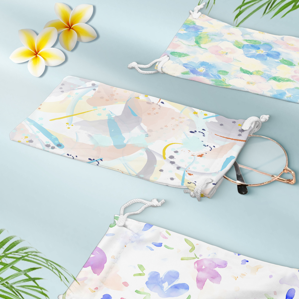 Portable Sublimation Blank Eyeglass Bag - Microfiber, Drawstring Closure - Ideal for Promotions, Ads & Creative Gifts