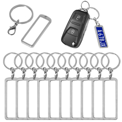 New Arrival Personalized Sublimation Blank License Plate Keychain Metal Keyring Heat Transfer Keychain Dye Double Sided Printing Keyrings