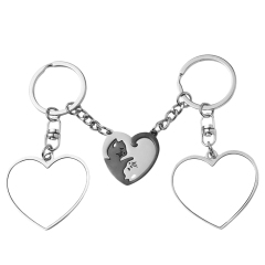 Sublimation Blank Metal Couples Keychain DIY Custom Design Printable Keyring