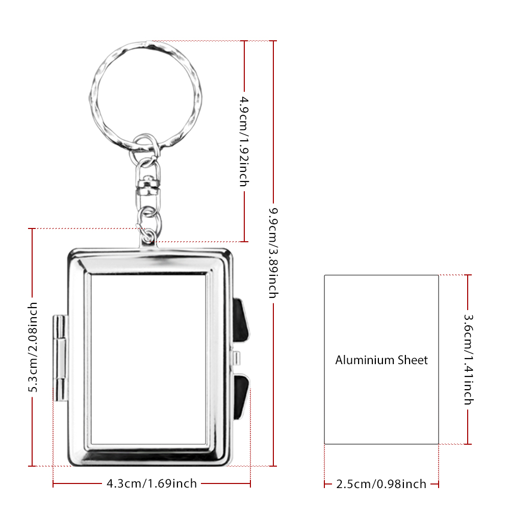 Heat Transfer Blank Metal Keychain with Dual-Mirror Sublimation Mirror Keychain DIY Metal Keyring
