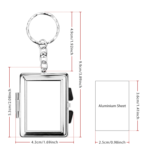 Heat Transfer Blank Metal Keychain with Dual-Mirror Sublimation Mirror Keychain DIY Metal Keyring