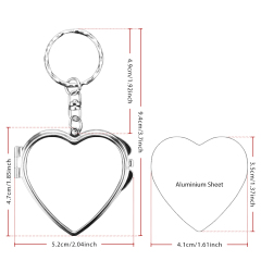 Heat Transfer Blank Metal Keychain with Dual-Mirror Sublimation Mirror Keychain DIY Metal Keyring