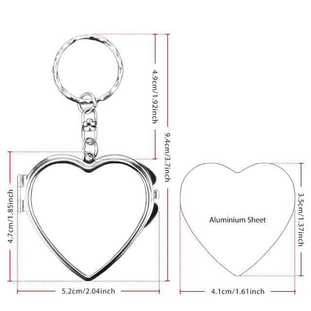 Heat Transfer Blank Metal Keychain with Dual-Mirror Sublimation Mirror Keychain DIY Metal Keyring