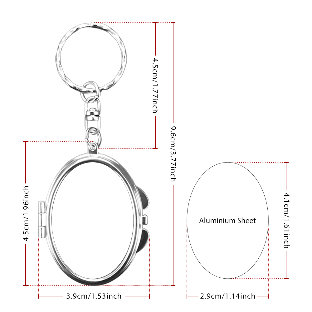 Heat Transfer Blank Metal Keychain with Dual-Mirror Sublimation Mirror Keychain DIY Metal Keyring