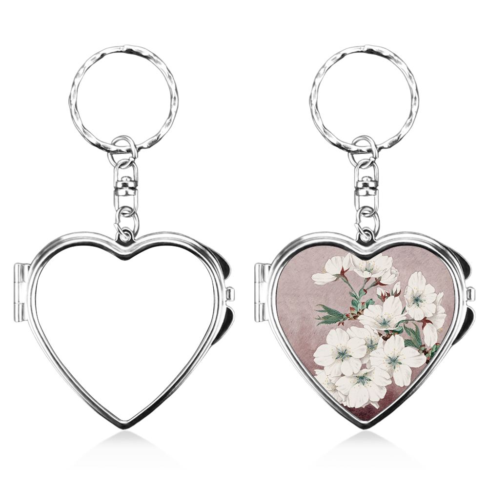 Heat Transfer Blank Metal Keychain with Dual-Mirror Sublimation Mirror Keychain DIY Metal Keyring