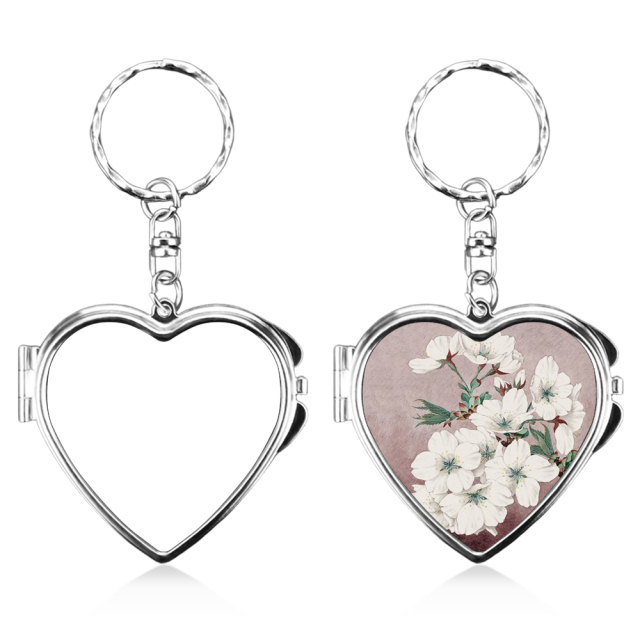 Heat Transfer Blank Metal Keychain with Dual-Mirror Sublimation Mirror Keychain DIY Metal Keyring