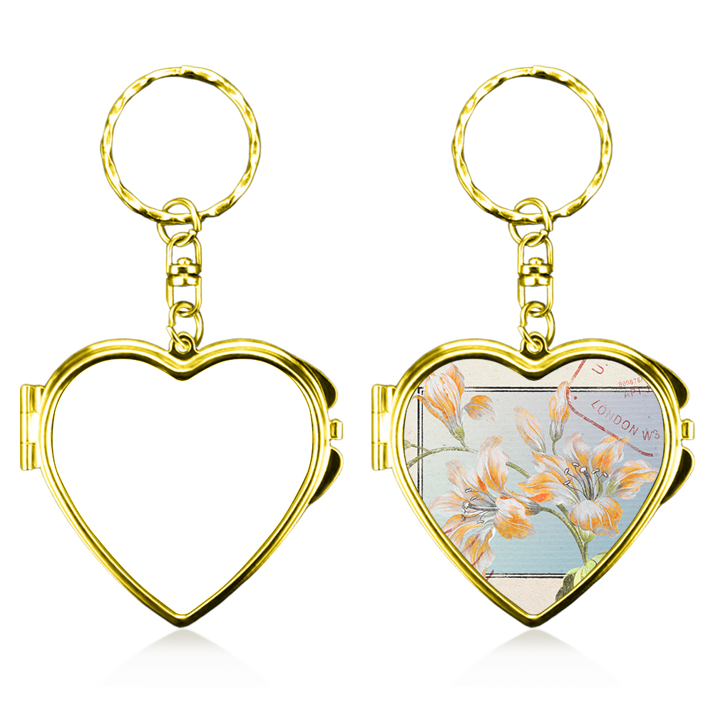Heat Transfer Blank Metal Keychain with Dual-Mirror Sublimation Mirror Keychain DIY Metal Keyring