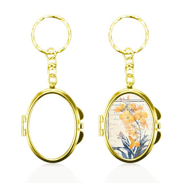Heat Transfer Blank Metal Keychain with Dual-Mirror Sublimation Mirror Keychain DIY Metal Keyring