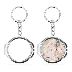 Heat Transfer Blank Metal Keychain with Dual-Mirror Sublimation Mirror Keychain DIY Metal Keyring
