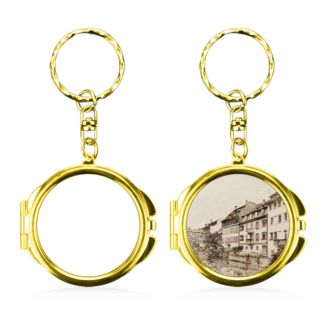 Heat Transfer Blank Metal Keychain with Dual-Mirror Sublimation Mirror Keychain DIY Metal Keyring