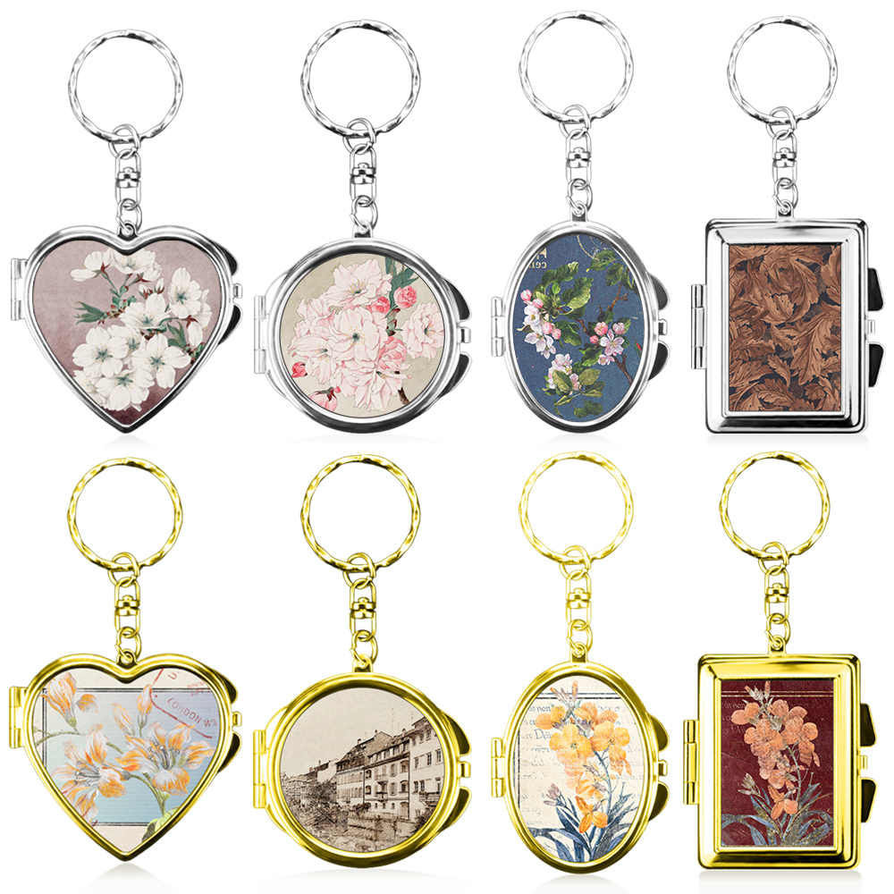 Heat Transfer Blank Metal Keychain with Dual-Mirror Sublimation Mirror Keychain DIY Metal Keyring