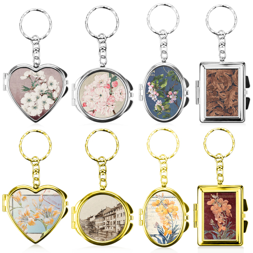 Heat Transfer Blank Metal Keychain with Dual-Mirror Sublimation Mirror Keychain DIY Metal Keyring
