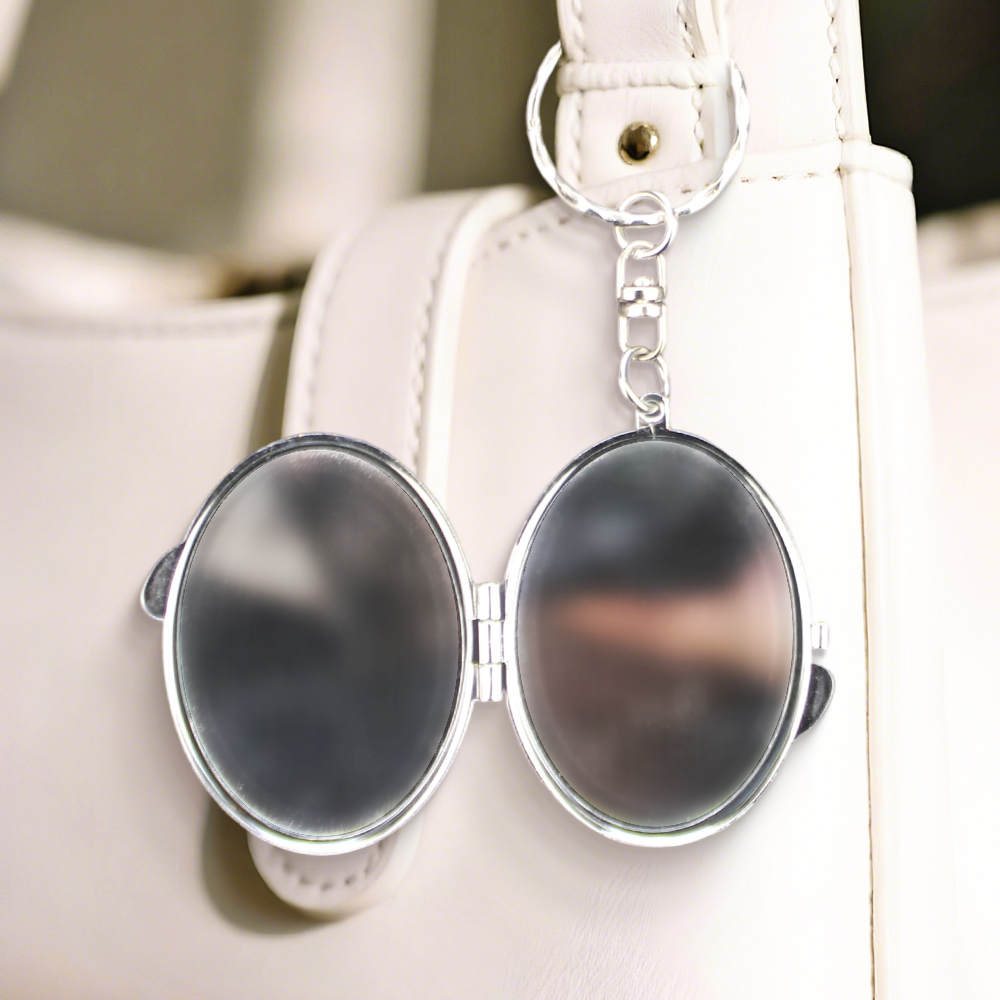 Heat Transfer Blank Metal Keychain with Dual-Mirror Sublimation Mirror Keychain DIY Metal Keyring