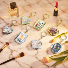 Heat Transfer Blank Metal Keychain with Dual-Mirror Sublimation Mirror Keychain DIY Metal Keyring