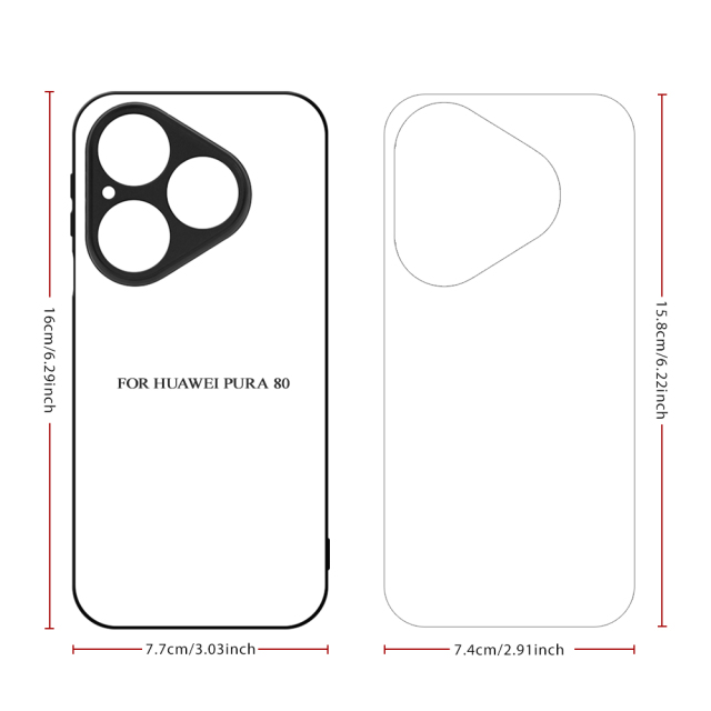 For Huawei Pura 80 Series, Pura 70 Series Sublimation Blank Rubber 2D TPU Phone Case Cover with Aluminum Sheet