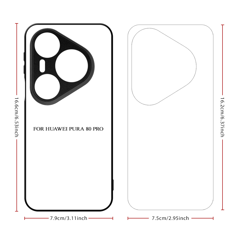 For Huawei Pura 80 Series, Pura 70 Series Sublimation Blank Rubber 2D TPU Phone Case Cover with Aluminum Sheet