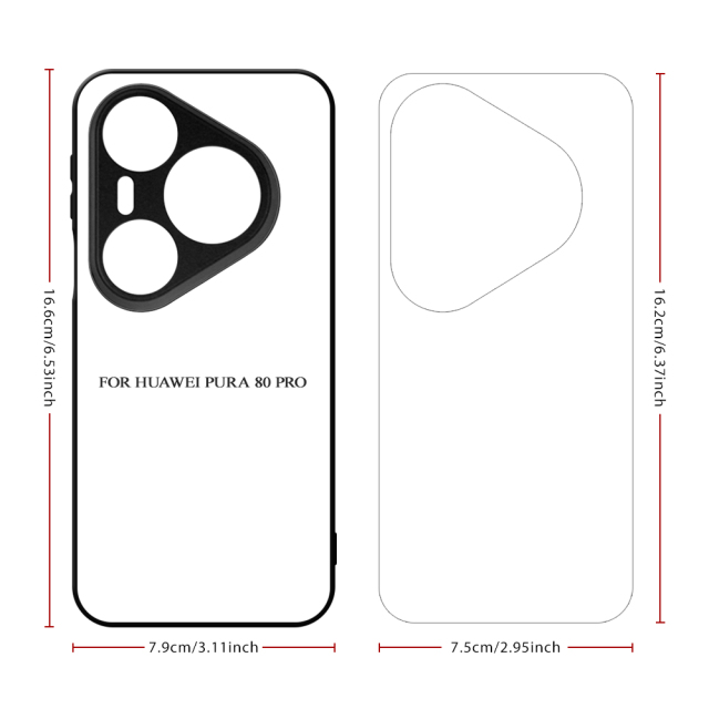 For Huawei Pura 80 Series, Pura 70 Series Sublimation Blank Rubber 2D TPU Phone Case Cover with Aluminum Sheet