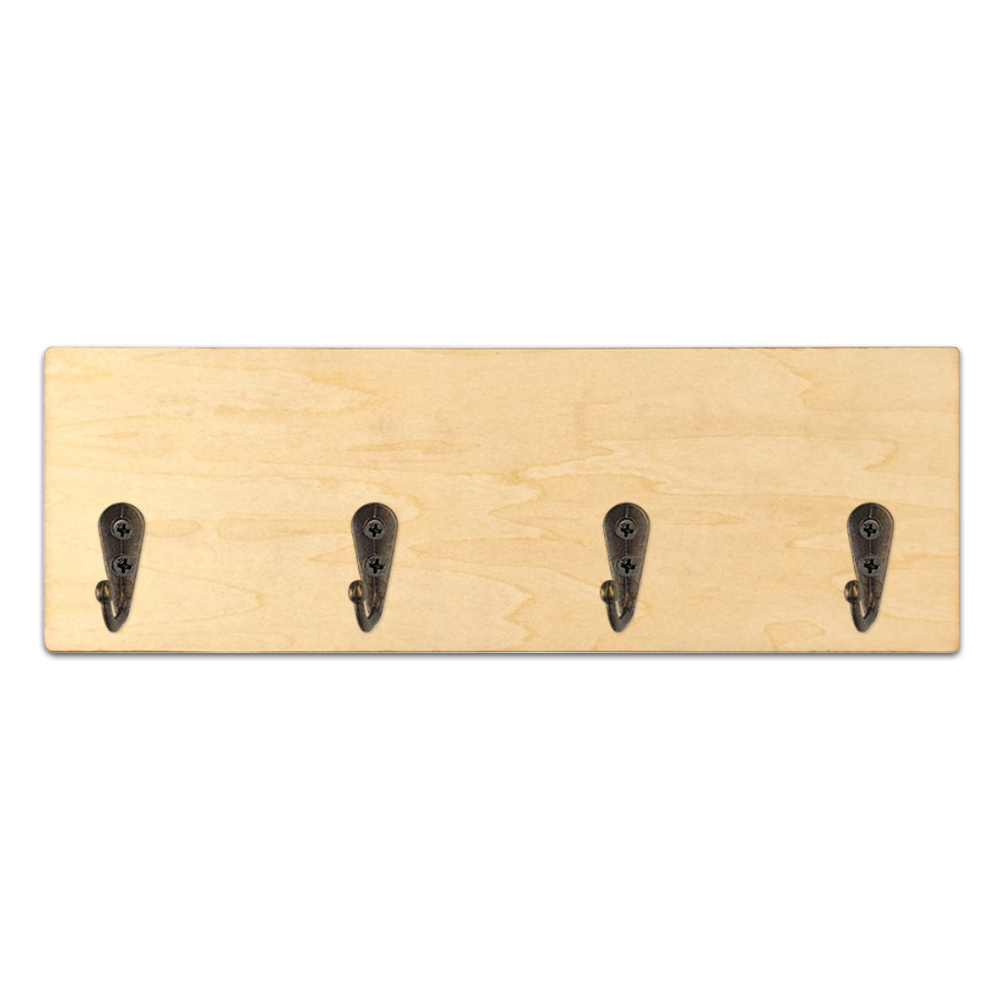 Sublimation Blank Wooden Key Rack with Hook Wood Key Holder with Hanging Hooks- Unique Key Shape & Regular Rectangle